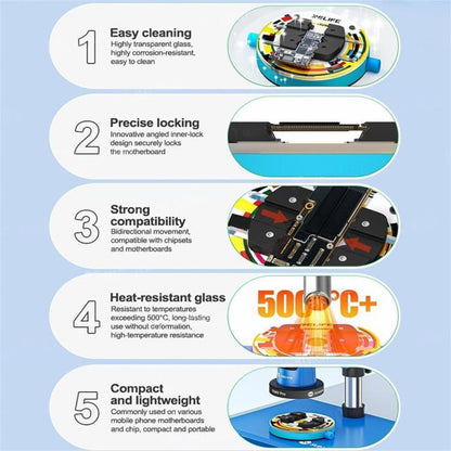 Relife RL-601Q Heat-Insulating Ring-Shaped Tempered Glass Motherboard Repair Fixture