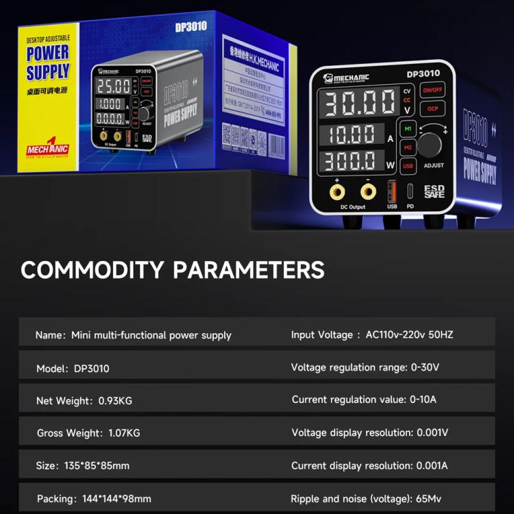 Mechanic DP3010 30V / 10A High Power Wide Voltage Mini Multi-functional Power Supply