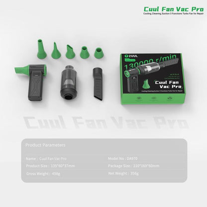 2UUL DA970 Cuul Fan Pro Cooling + Cleaning + Suction 3 in 1 Turbo Fan Set