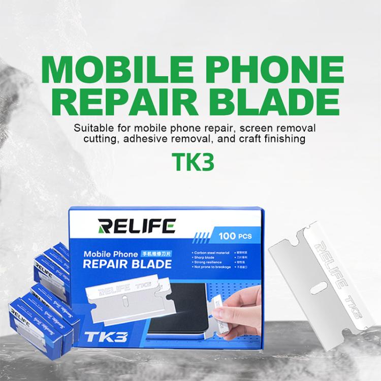 RELIFE TK3 100pcs/Set Phone Repair Blades for Screen / Adhesive Removal