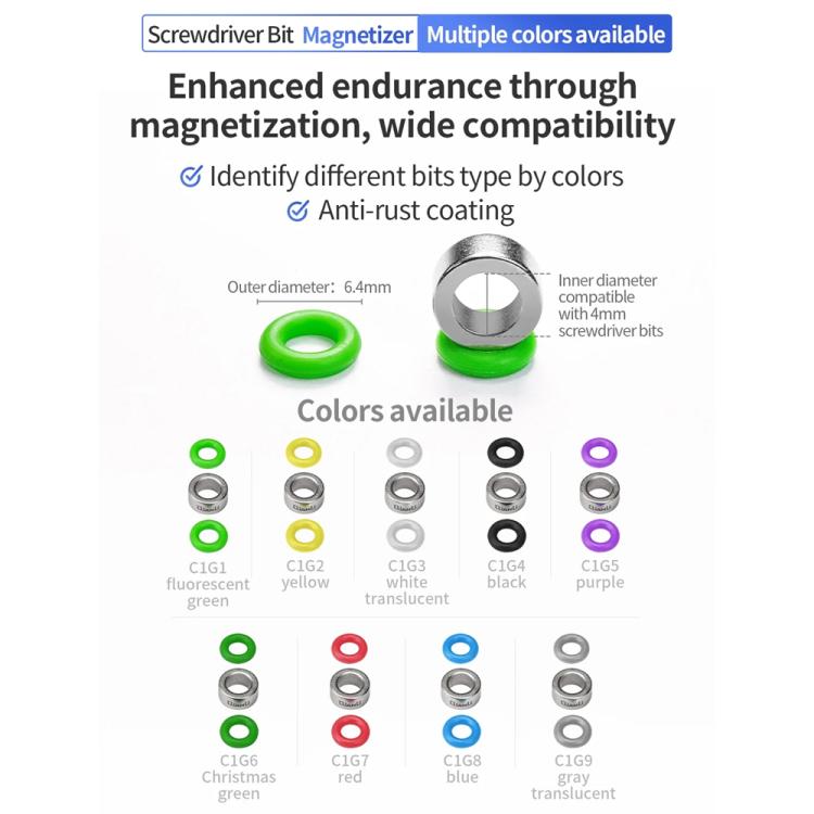Qianli Multiple Colors Screwdriver Bit Magnetizer Compatible with 4mm Screwdriver Bits