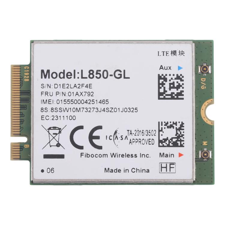 L850-GL 4G Wireless Module For Lenovo Thinkpad X380 X390 L480 T480 T580 T14 X1C 01AX792, L850-GL 4G