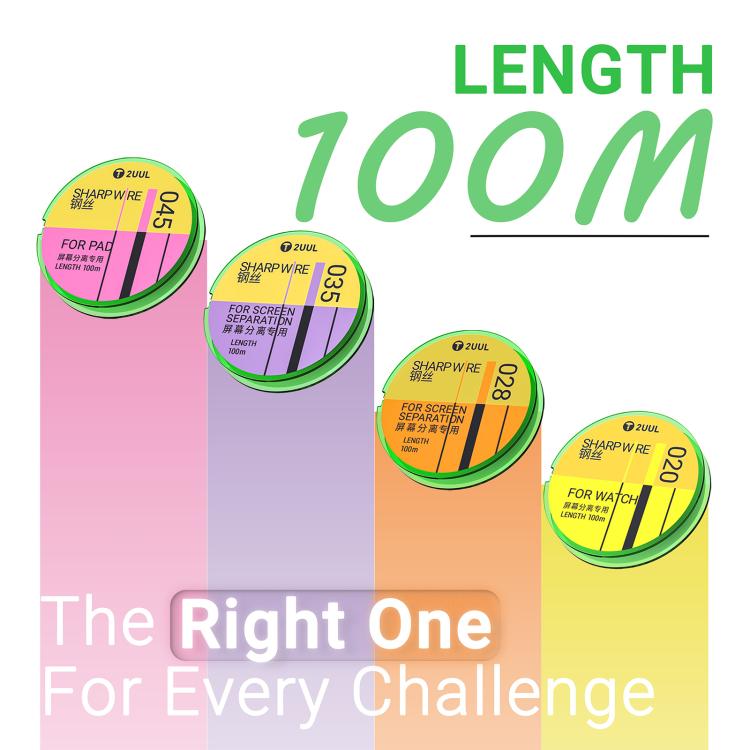 2UUL 5 in 1 GS Series 100m Special Steel Diamond Wire, 020, 028, 035, 045