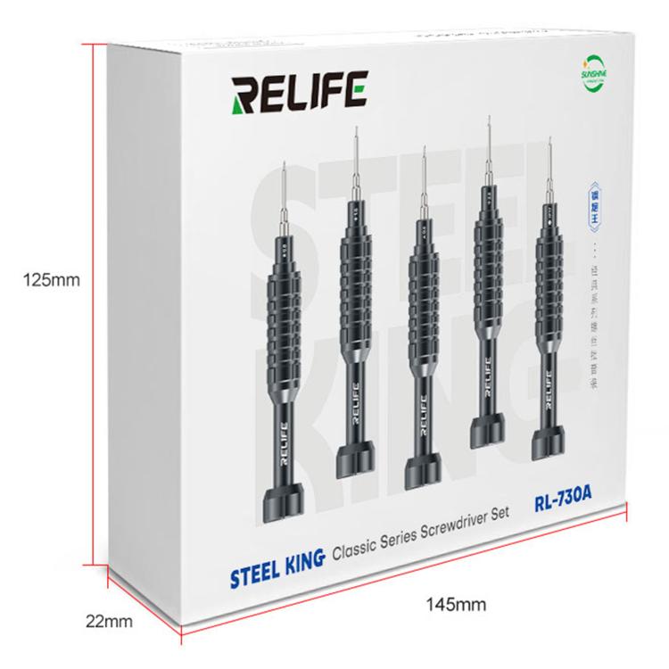 RELIFE RL-730A 5 in 1 Steel Cannon King Classic Series Aluminum Alloy Screwdriver Set, 5 in 1 Set