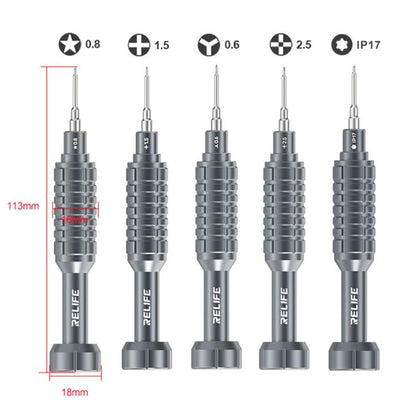 RELIFE RL-730 Steel Cannon King Classic Series Aluminum Alloy Screwdriver Set, Star 0.8, Phillips 1.5, Phillips 2.5, Y 0.6, Torx T1