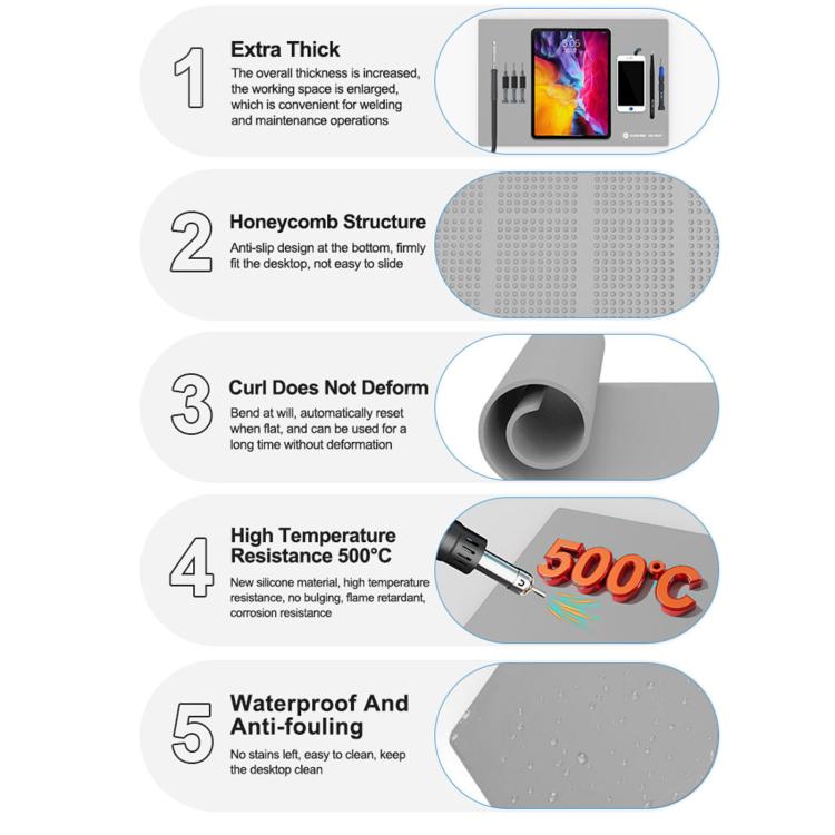 SUNSHINE SS-004F High Temperature Resistant Thermal Insulation Silicone Pad, SUNSHINE SS-004F(Gray), SUNSHINE SS-004F(Blue)
