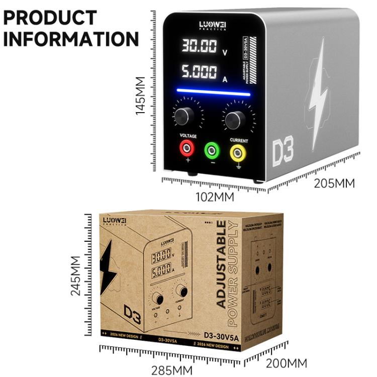 LUOWEI D3 30V / 5A Regulated Adjustable Digital DC Power Supply, EU Plug, US Plug
