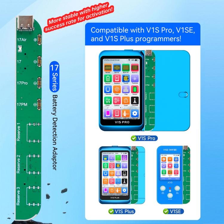 JCID Battery Read & Write Adaptor for iPhone 17 Series, Battery Test for iPhone 17 Series