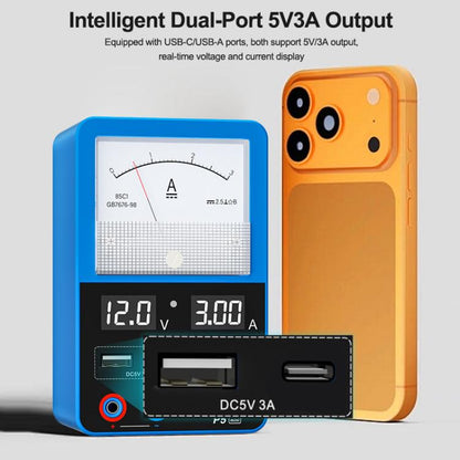 SUNSHINE P5 Mini 5V / 3A Dual Display Smart Power Supply with Pointer-type Ammeter, US Plug, EU Plug