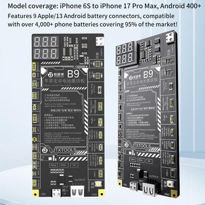 JTX B9 5-9V Battery Charging Activation Board for iPhone 6S-17 Pro Max (without 16e) & Android, JTX B9