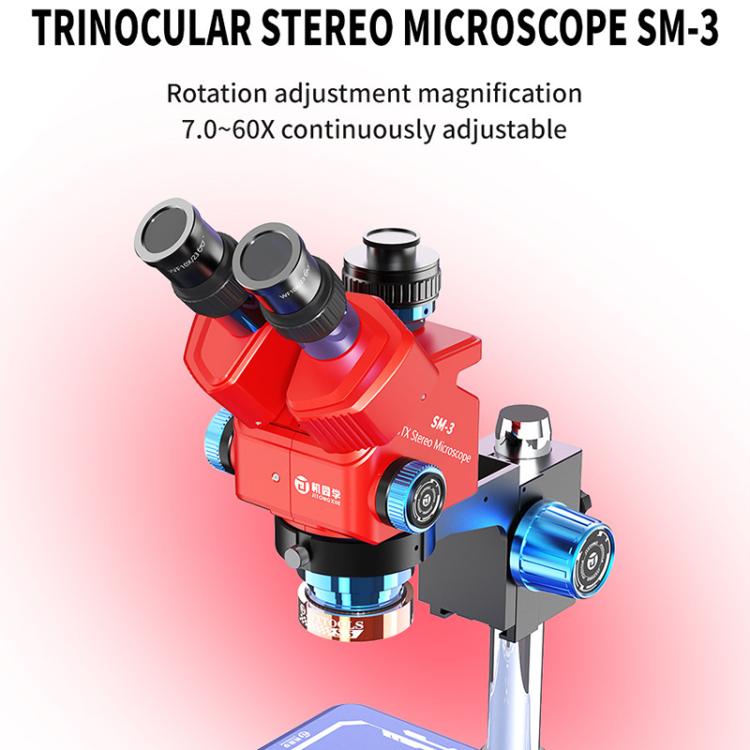 JTX SM-3 7-60X Adjustable Zoom Trinocular Stereo Microscope, JTX SM-3