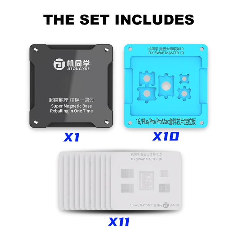 JTX SM Series Swap Board Chips BGA Reballing Stencil Platform Set for iPhone 8-16 Pro Max, JTX SM Series