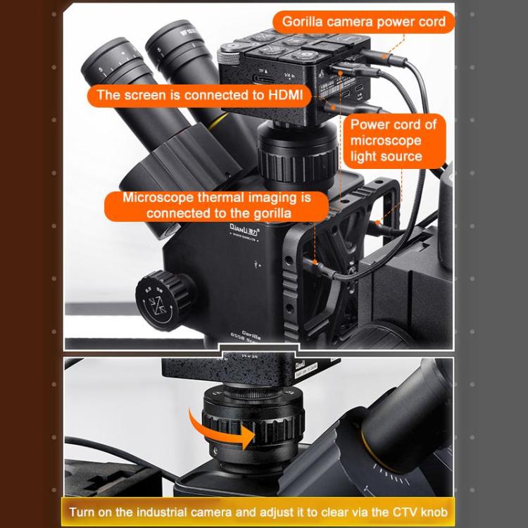 QianLi 6558 6.5X-58X Gorilla Trinocular Microscope with Light Source + CX60S Camera, with Light Source + CX60S Camera,US Plug, with Light Source + CX60S Camera,EU Plug