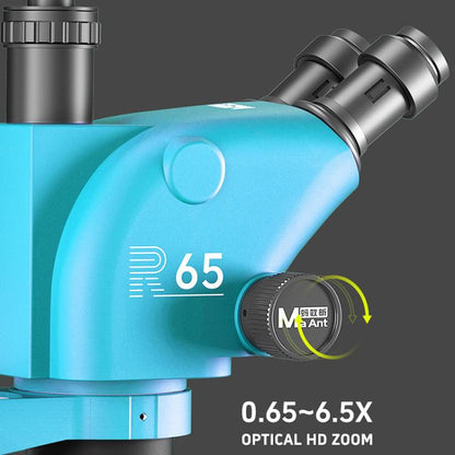 MaAnt R65 Sky Eye 6.5-65X Synchronous Zoom Trinocular Stereo Microscope with Aluminum Alloy Base, MaAnt R65(Blue), MaAnt R65(Green)  MaAnt R65 天眼 6.5-65倍同步变焦三目立体显微镜，配备铝合金底座（绿色）