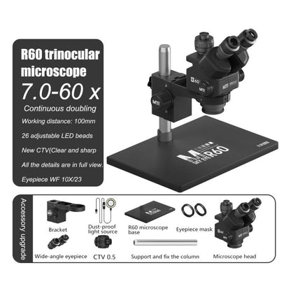 MaAnt Sky Eye R60 7-60X Colorful Trinocular Microscope with Large Base