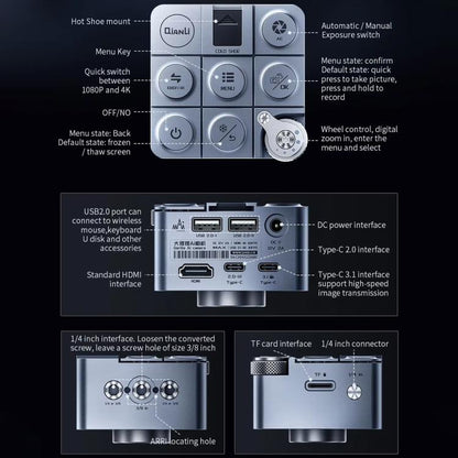 QianLi 6.5X-58X Gorilla 4K Industrial Camera, US Plug, EU Plug