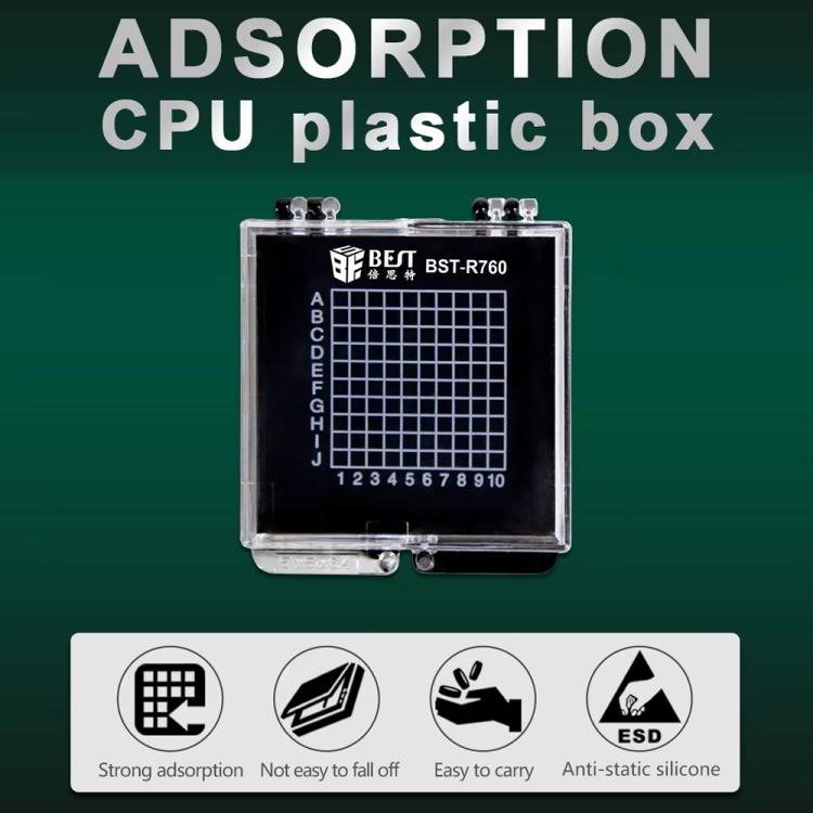 BEST BST-R760 Mini Anti-static Transparent Self-adsorbing Chip Plastic Box, BEST BST-R760