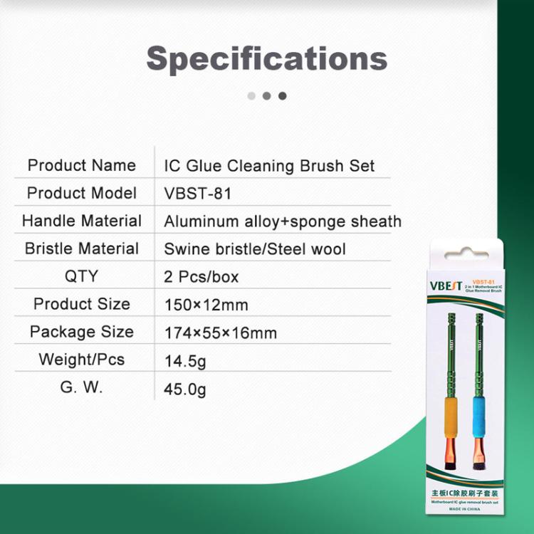 BEST VBST-81 Motherboard IC Glue Removal Chip Dust Aluminum Alloy Clean Brush Set, BEST VBST-81