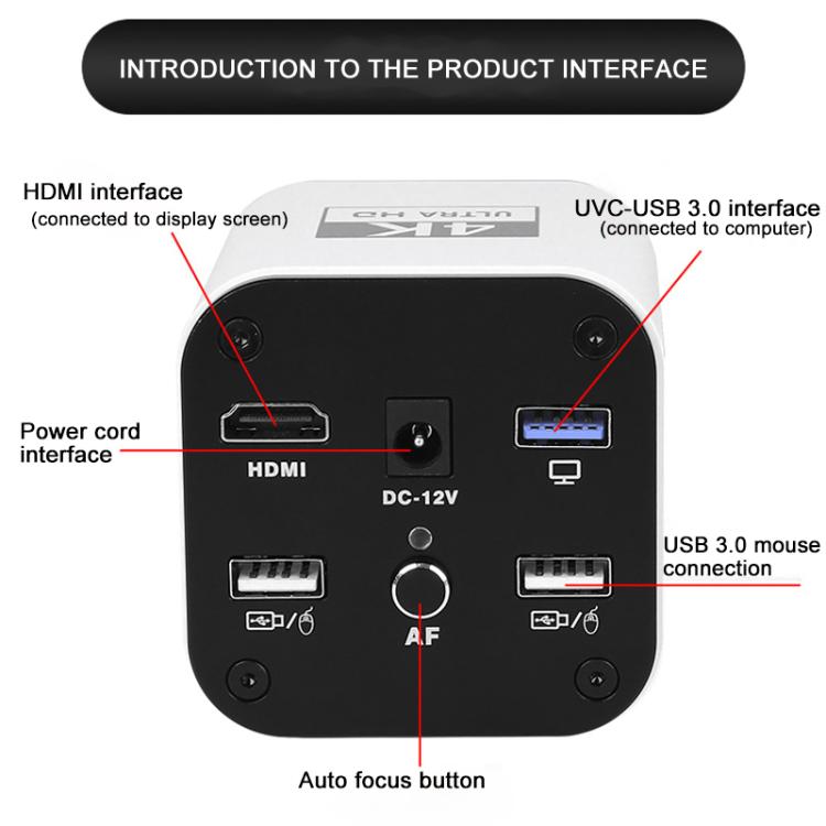TAIDA TD-4KAF 60FPS CCD Edge Detection 4K Industry Microscope Camera, EU Plug, UK Plug, US Plug