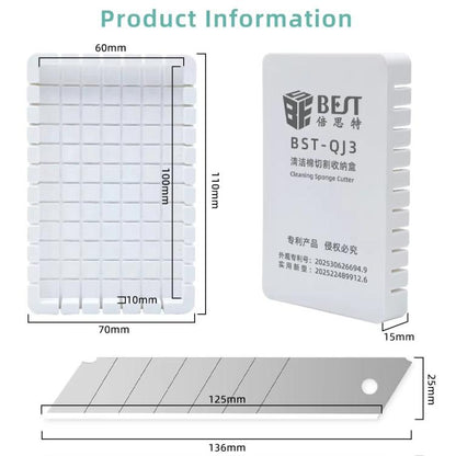 BEST BST-QJ3 Nano Sponge Cutting Storage Box with 10 Sponge Sheets, BEST BST-QJ3