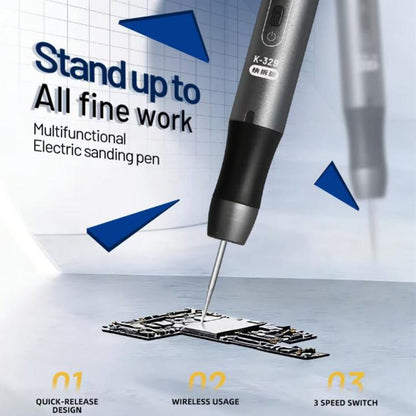 Kaisi 329 Multifunction Charging Polish Pen with 9pcs Grinding Heads, Kaisi 329