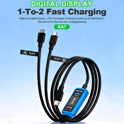 RELIFE XA7 100W Type-C Digital Display 1 to 2 Fast Charging Cable for iPhone / Android