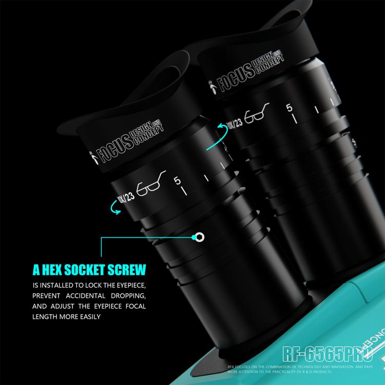RF4 RF-6565Pro 6.5-65X Synchronous Zoom Trinocular Stereo Microscope with Aluminum Alloy Base, RF-6565Pro