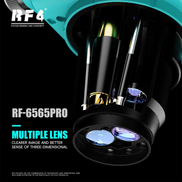 RF4 RF-6565Pro 6.5-65X Synchronous Zoom Trinocular Stereo Microscope with Aluminum Alloy Base, RF-6565Pro