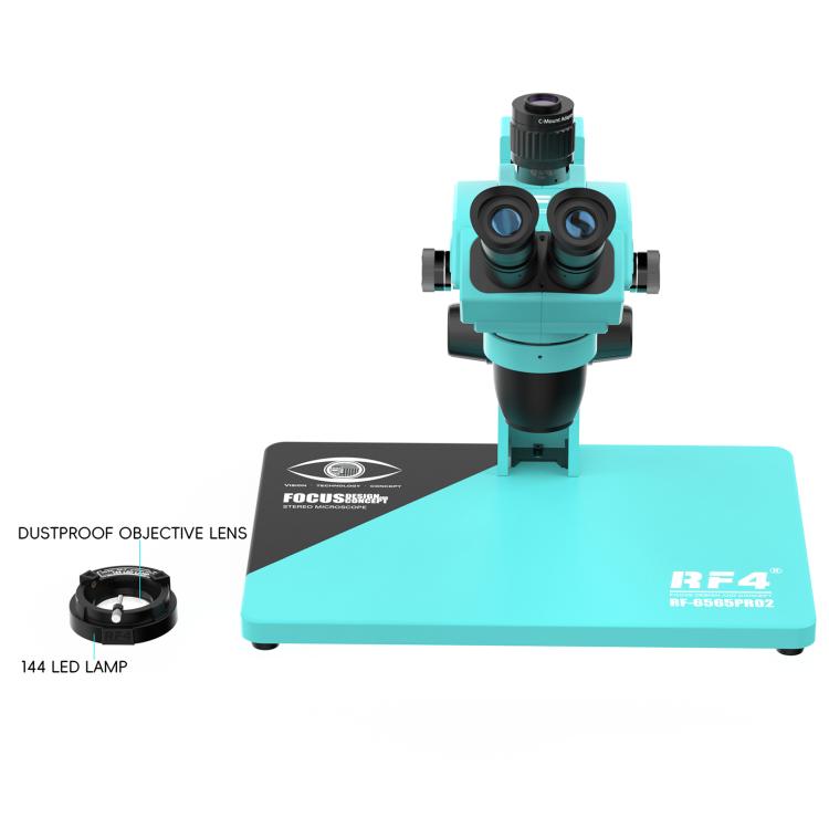 RF4 RF-6565Pro2 6.5-65X Synchronous Zoom Trinocular Stereo Microscope with Focus Lifting Bracket, RF-6565Pro2