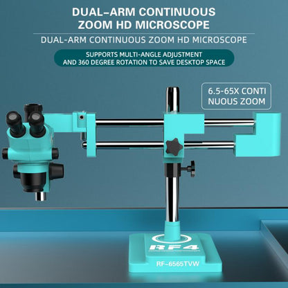 RF4 RF-6565TVW 6.5-65X High-definition Trinocular Stereo Continuous Zoom Industrial Microscope, RF-6565TVW