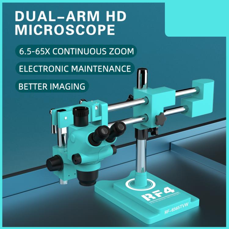 RF4 RF-6565TVW 6.5-65X High-definition Trinocular Stereo Continuous Zoom Industrial Microscope, RF-6565TVW