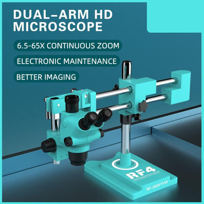 RF4 RF-6565TVW 6.5-65X High-definition Trinocular Stereo Continuous Zoom Industrial Microscope, RF-6565TVW