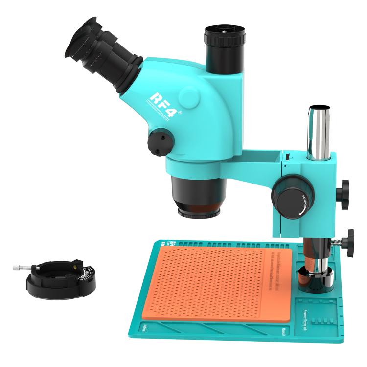 RF4 RF-6565-PO4 6.5X-65X Trinocular Stereo Zoom Microscope with PO4 Aluminum Alloy Base, RF-6565-PO4