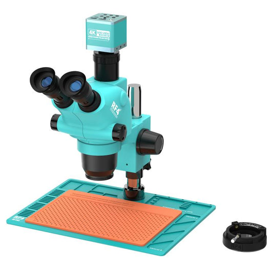 RF4 RF-6565-PO4-4K 6.5X-65X Trinocular Stereo Zoom Microscope with  with 4K Ultra HD Camera & PO4 Base, RF-6565-PO4-4K
