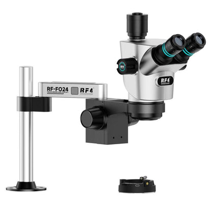 RF4 RF-CX71P-FO24 6.5X-65X Premium Dual-Anti Trinocular Stereo Microscope Head with FO24 Stand, RF-CX71P-FO24