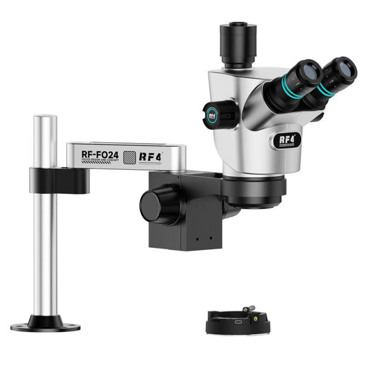 RF4 RF-CX71P-FO24 6.5X-65X Premium Dual-Anti Trinocular Stereo Microscope Head with FO24 Stand, RF-CX71P-FO24