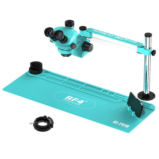 RF4 RF-FX35A 7-50X Free Swing Fixed Trinocular Microscope with RF-PO16 Silicone Pad, Long Version, RF-FX35A