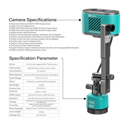 RF4 RF-C39L 2 in 1 4K Visible and Infrared Dual-Spectral Thermal Camera with Fixed Trestle, RF-C39L