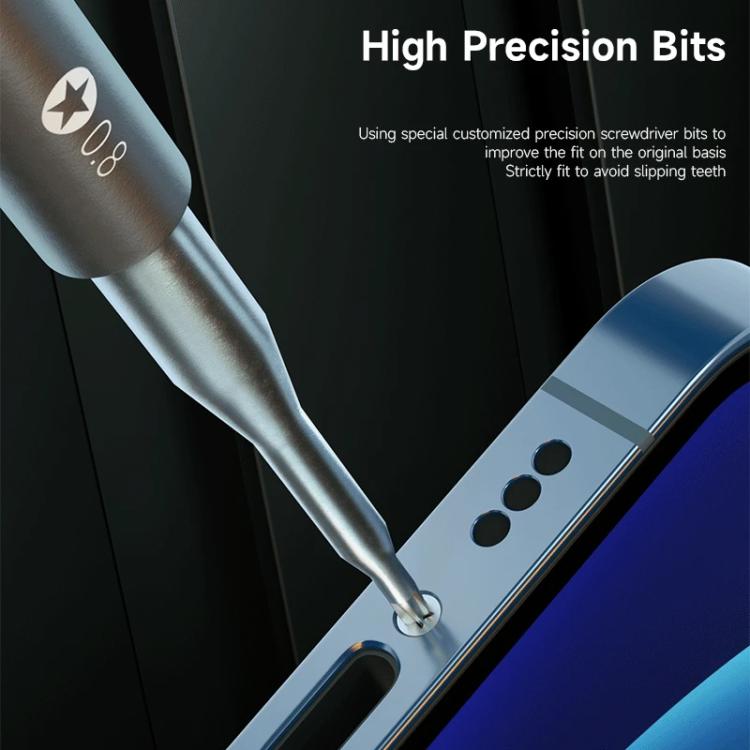 Luowei Tomahawk Super Hard Strong Magnetic S2 Screwdriver, Y-shaped 0.7, Hexagon T2, Cross 1.2, Five Stars 0.8, Medium Plate 2.5, 5 in 1 Set