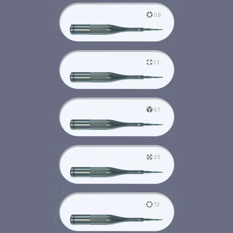 Luowei Tomahawk Super Hard Strong Magnetic S2 Screwdriver, Y-shaped 0.7, Hexagon T2, Cross 1.2, Five Stars 0.8, Medium Plate 2.5, 5 in 1 Set