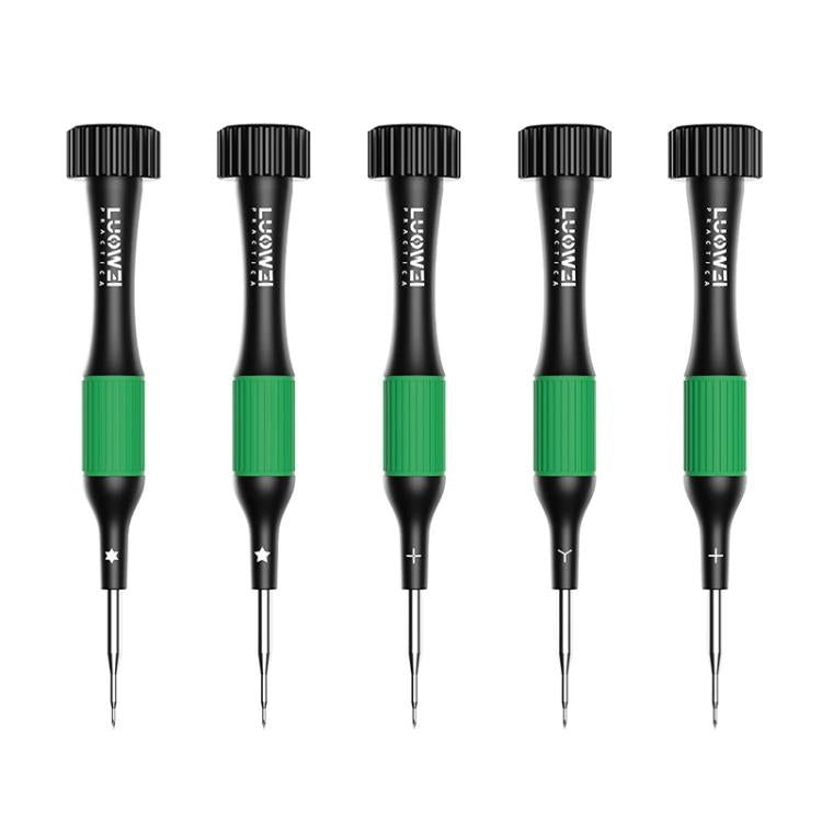 Luowei Little Boy Smooth Bearings Alloy Magnetic Screwdriver, Y-shaped 0.7, Hexagon T2, Cross 1.2, Five Stars 0.8, Medium Plate 2.5, 5 in 1 Set