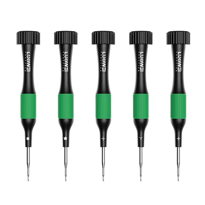 Luowei Little Boy Smooth Bearings Alloy Magnetic Screwdriver, Y-shaped 0.7, Hexagon T2, Cross 1.2, Five Stars 0.8, Medium Plate 2.5, 5 in 1 Set