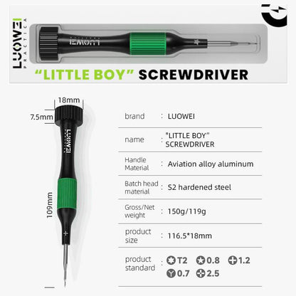 Luowei Little Boy Smooth Bearings Alloy Magnetic Screwdriver, Y-shaped 0.7, Hexagon T2, Cross 1.2, Five Stars 0.8, Medium Plate 2.5, 5 in 1 Set