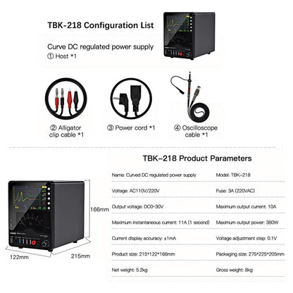 TBK TBK-218 30V / 10A Intelligent Control Curved DC Regulated Power Supply with Pointer Meter, AU Plug, EU Plug, US Plug, UK Plug