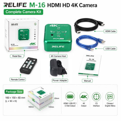 RELIFE M-16 HD 4K 30fps Industrial Grade Electronic Microscope Camera, RELIFE M-16 EU Plug, RELIFE M-16 US Plug