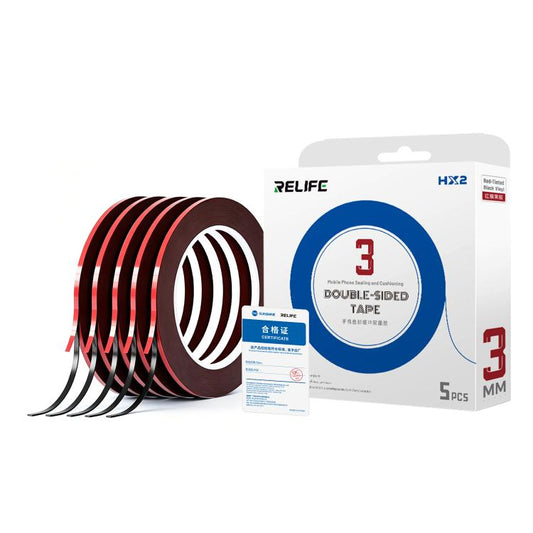 RELIFE HX2 5 in 1 Red Film Black Foam Double-Sided Tape, 3mm x 10m