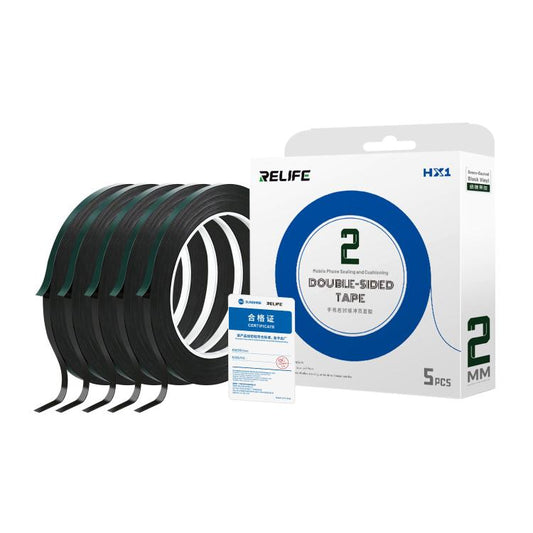 RELIFE HX1 5 in 1 Green Film Black Foam Double-Sided Tape, 2mm x 10m, 3mm x 10m, 5mm x 10m