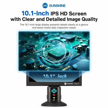 SUNSHINE MS10E-04 4K HD Digital Microscope with Metal Stand Base & 10-inch Large Display, EU Plug, UK Plug