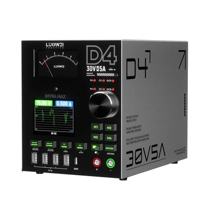 LUOWEI D4 30V/5A Four-Channel Storage High-Frequency Output Curved Color Screen DC Ammeter