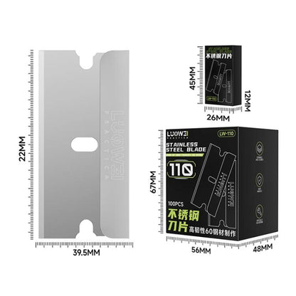 100 PCS/Pack LUOWEI LW-110 High-Toughness Stainless Steel Blade